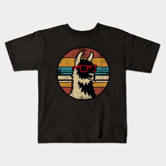 Vintage Retro Style Llama Alpaca Lover Gift Kids T-Shirt by Cuteness Klub